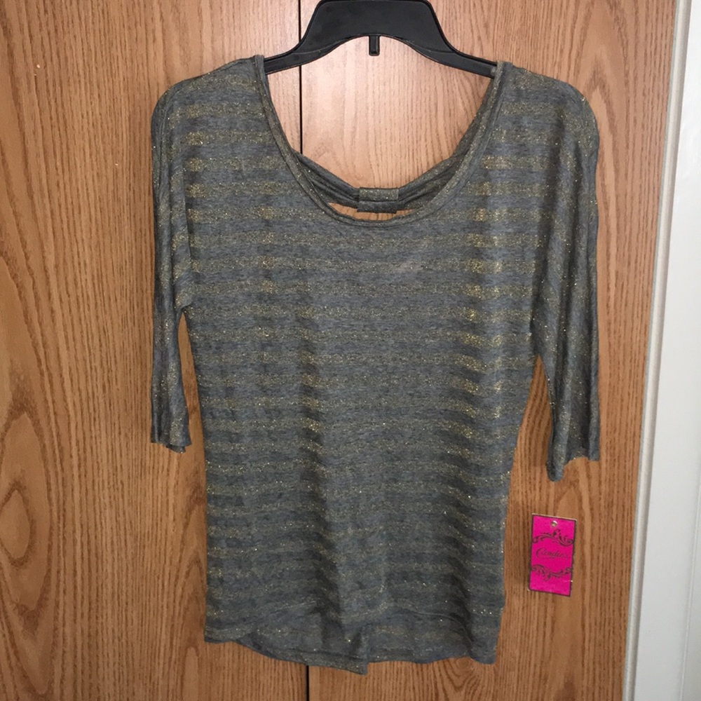 NWT Candie’s Striped Top w Open Bow Back
